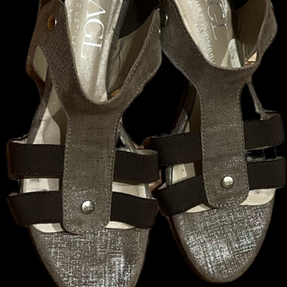 AGL Gladiator Sandals Slip On Metallic Bronze Stretchy Strap Comfy‎ Shoes 37.5 - Picture 1 of 9